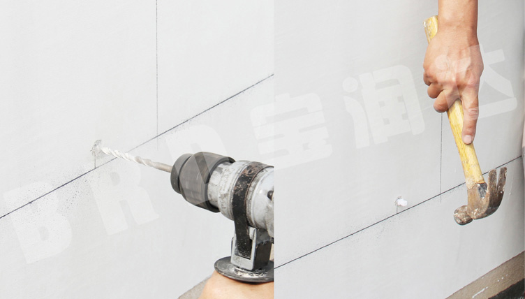 寶潤達(dá)一體板施工步驟-鉆孔 寶潤達(dá)保溫一體板施工步驟-鉆孔